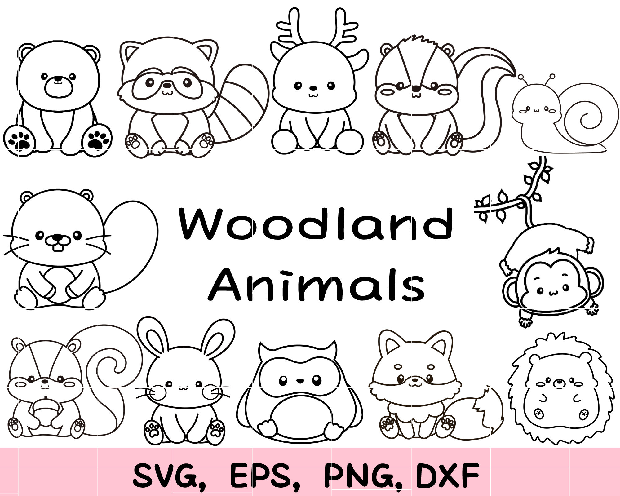 Woodland animals coloring pages autumn farm svg cut