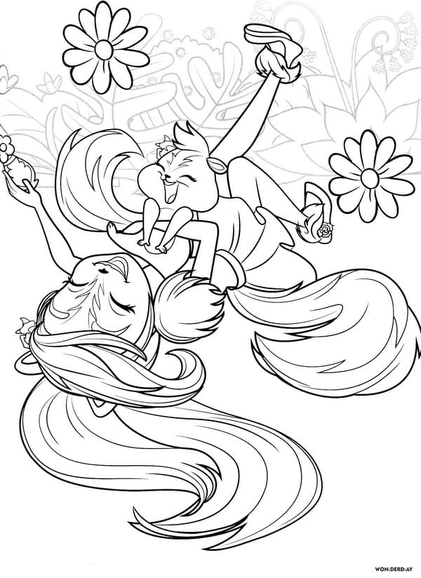 Happy sage skunk and caper coloring page