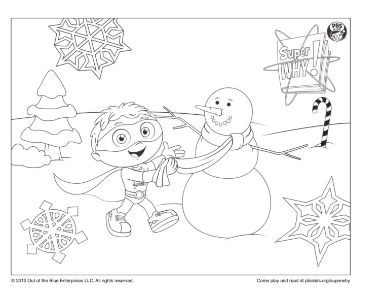 Super why building a snowman kids coloringâ kids for parents