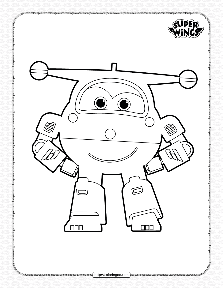 Super wings jett coloring page for kids