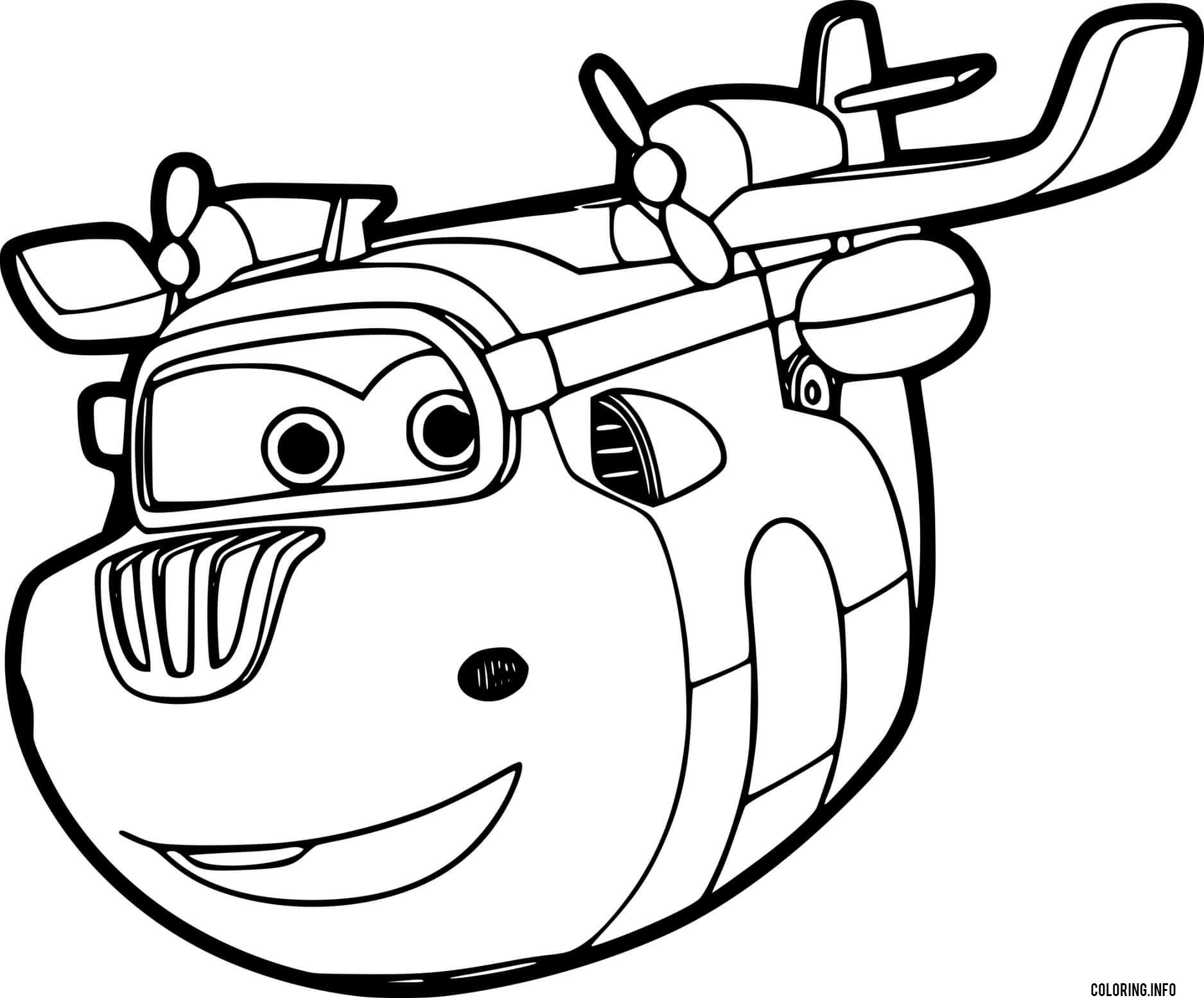 Airplane donnie from super wings coloring page printable