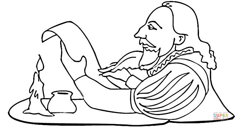 Shakespeare is writing a play coloring page free printable coloring pages