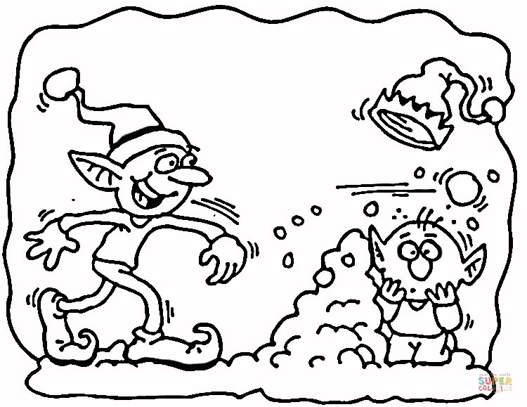 Christmas elfs coloring page free printable coloring pages