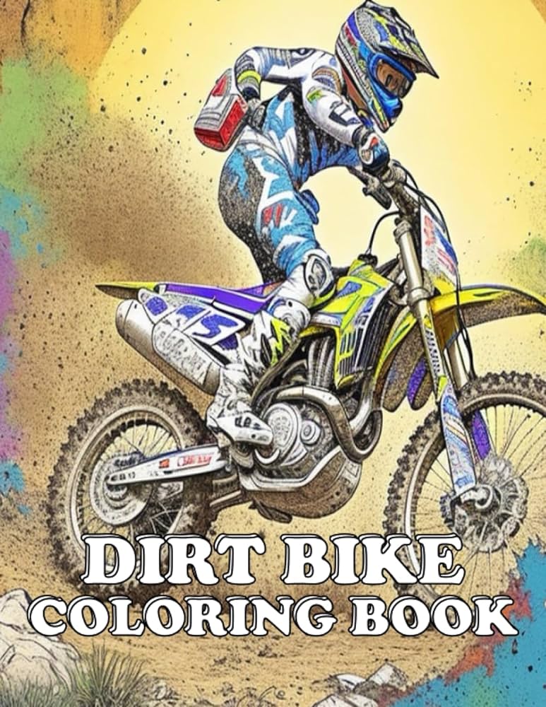 Dirt bike coloring book fun coloring pages for adults and kids who love motorcycleexcellent gift for motocross and racing funs colors add books