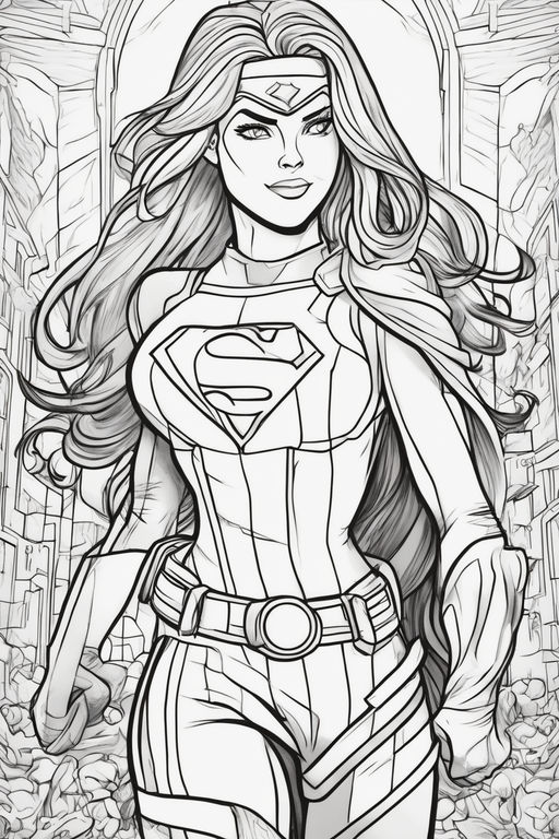 Supergirl in the detailed line art brian bolland style
