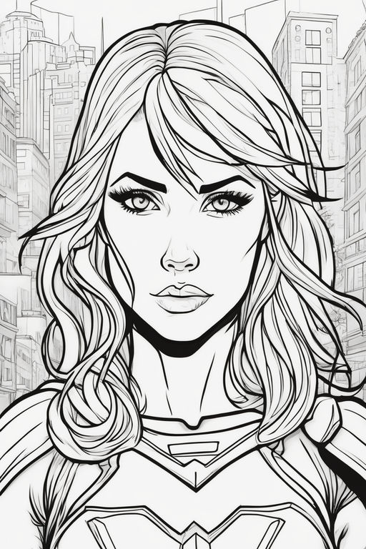 Supergirl in the detailed line art brian bolland style