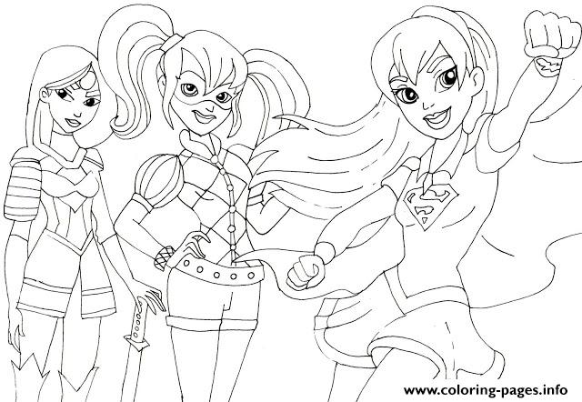 Super girls katana harley quinn supergirl coloring page printable
