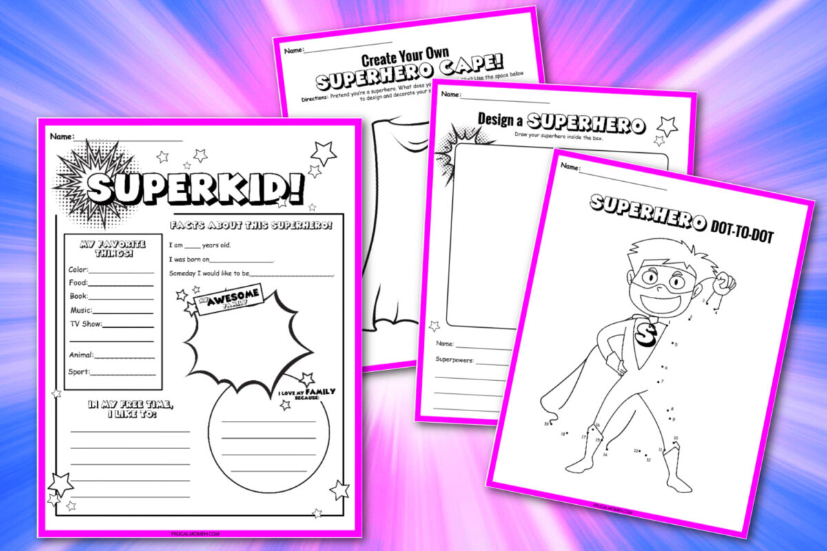 Free printable superhero worksheets activity sheets