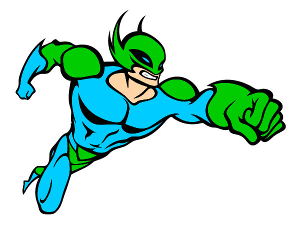 Colored page superhero without a cape painted by heavenly