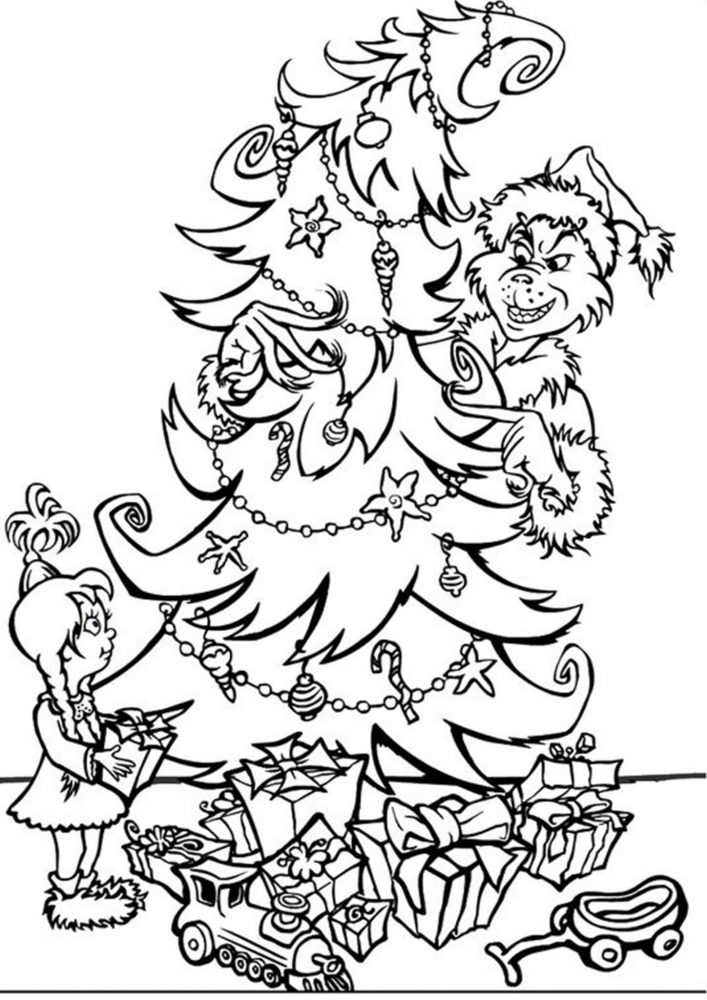 Free easy to print christmas tree coloring pages