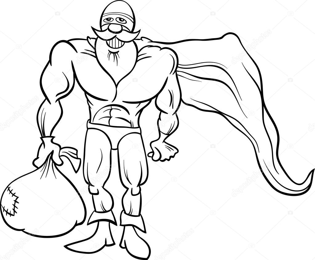 Super hero santa coloring page stock vector by izakowski