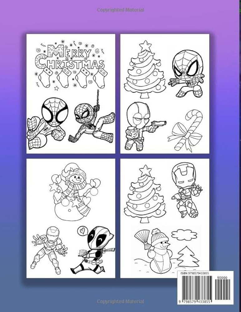 Superhero christmas coloring book a fabulous christmas gifts for kids who are superhero lovers many unique illustrations for relaxation gamble spencer books