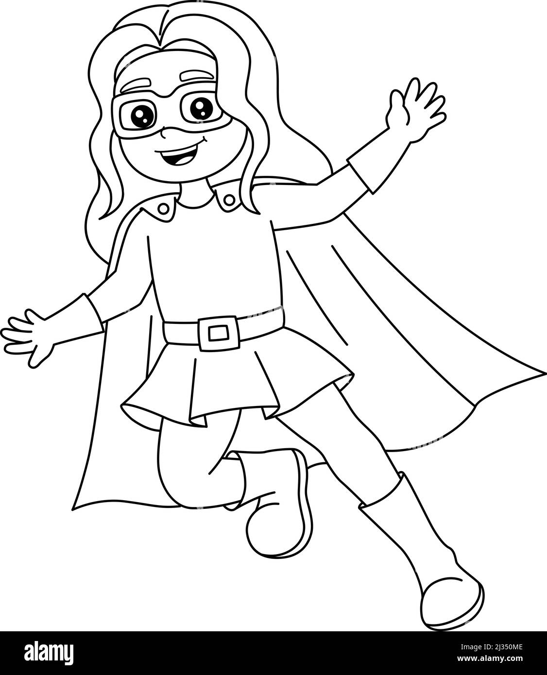 Superhero girl coloring page isolated for kids stock vector image art