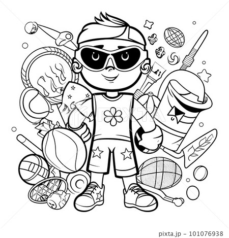 Sportblack and white coloring pages for kids