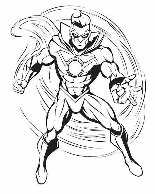 Premium vector a black and white drawing of a superhero with a lightbulb on his chest