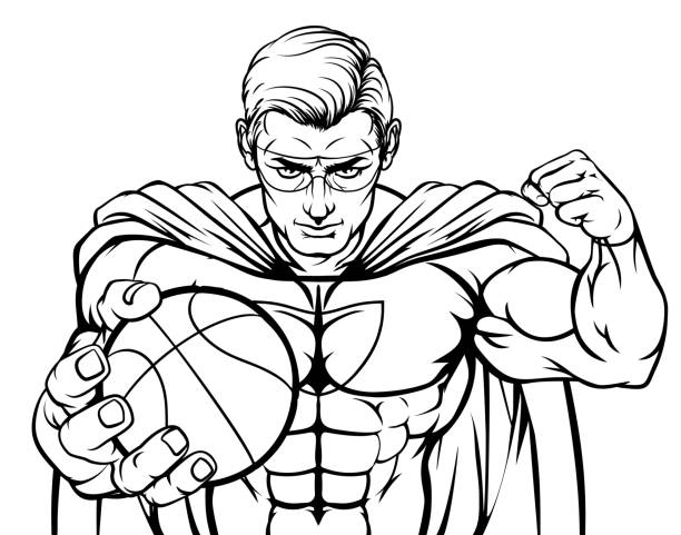 Superhero black and white coloring isolated stock illustrations royalty