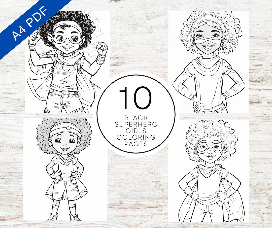 Black girl superhero coloring pages for kids a printable pdf cute diverse and inclusive coloring sheets