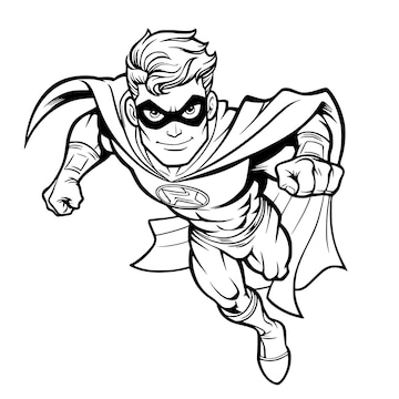 Premium vector attitude super hero coloring pages drawing for kids