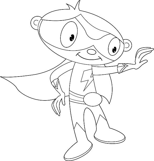 Superhero black and white coloring isolated stock illustrations royalty