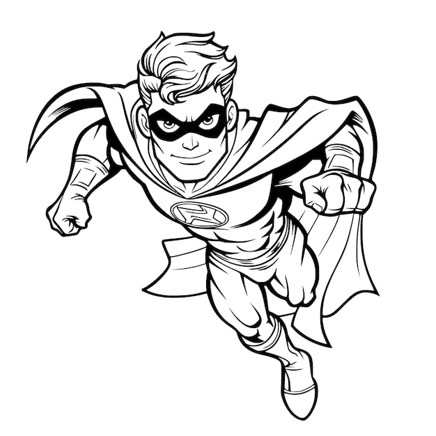 Premium vector attitude super hero coloring pages drawing for kids