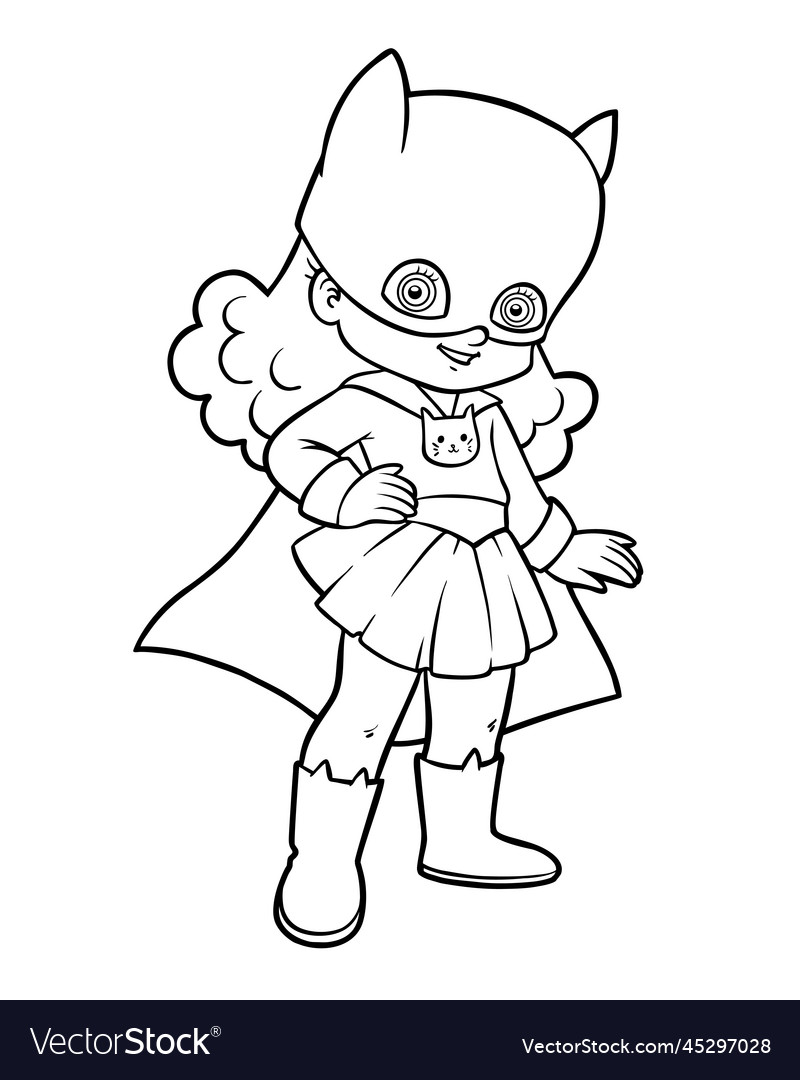 Coloring book super hero girl royalty free vector image