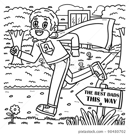 Fathers day dad superhero coloring page for kids