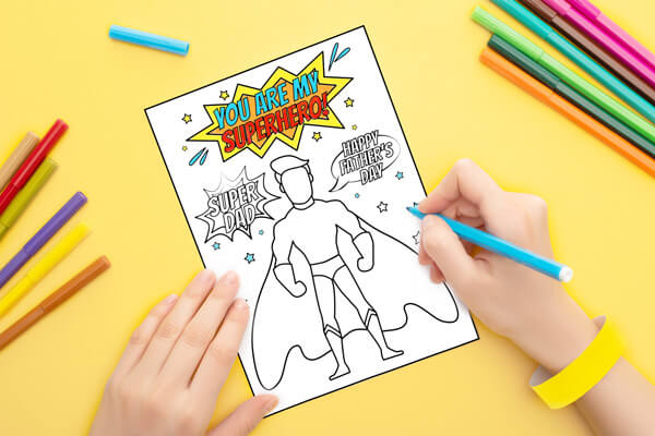 Fathers day superhero card free printable