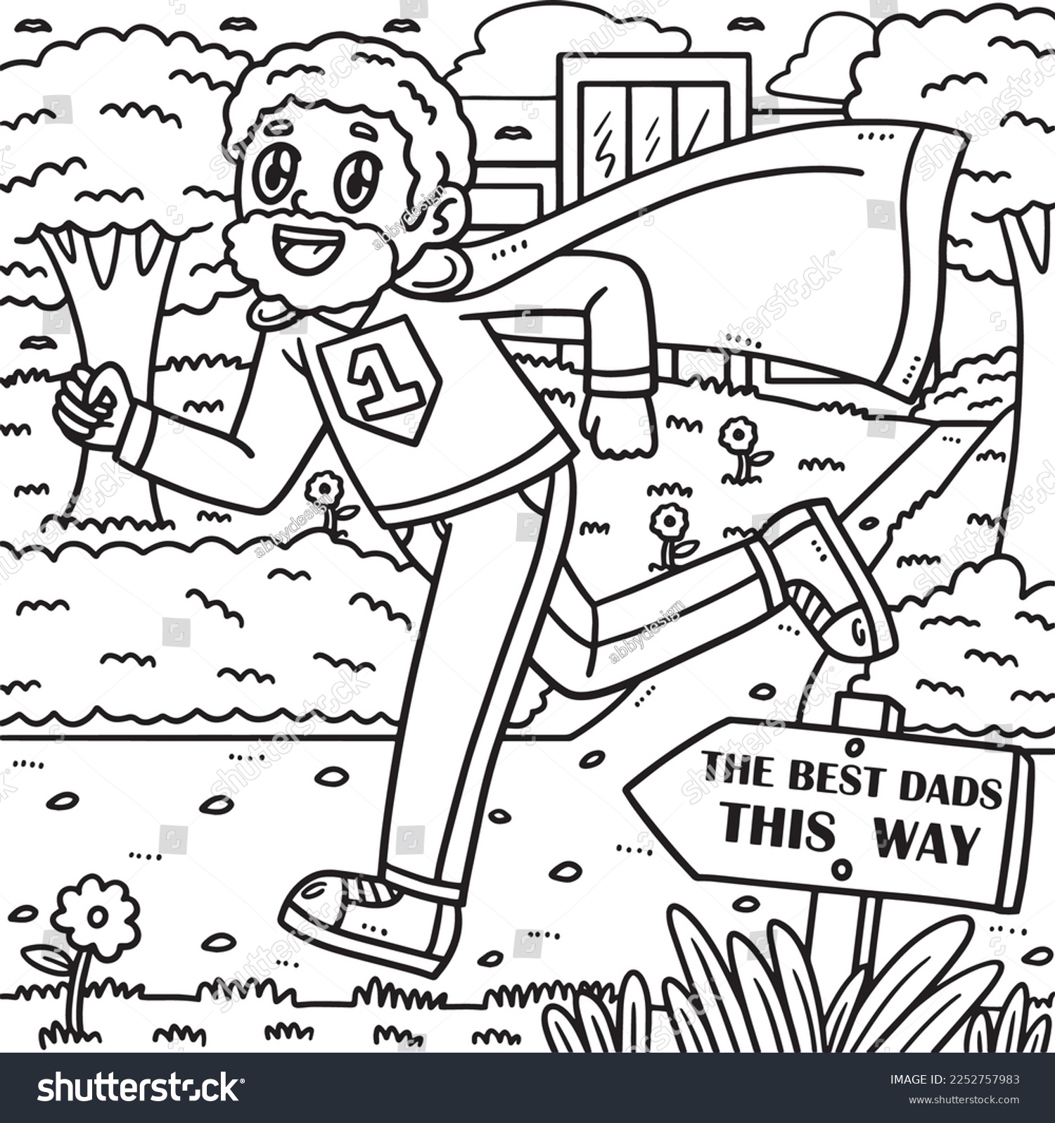 Fathers day dad superhero coloring page stock vector royalty free