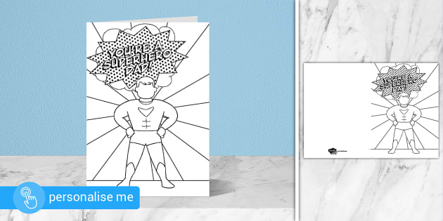 Superhero fathers day card printable party
