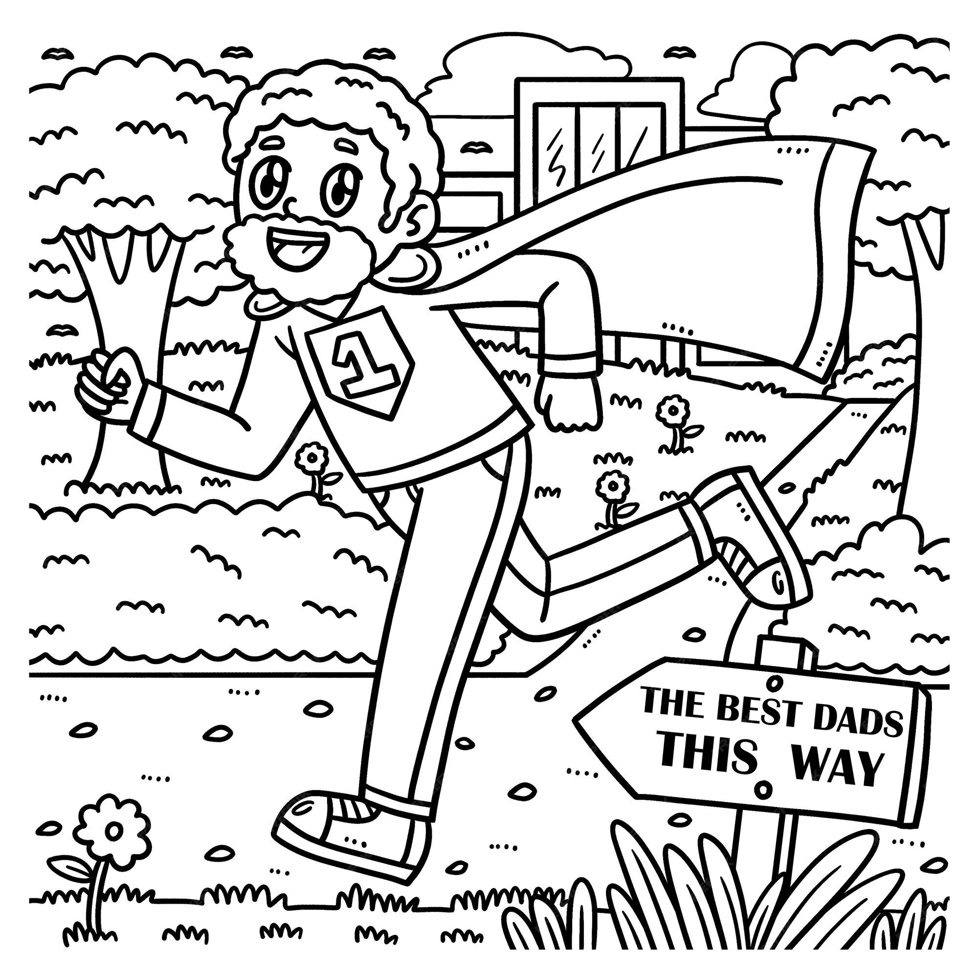 Premium vector fathers day dad superhero coloring page for kids