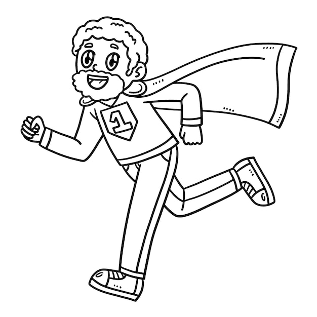 Premium vector fathers day dad superhero isolated coloring page