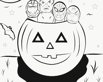 Halloween avengers coloring page printable artwork pdf any age