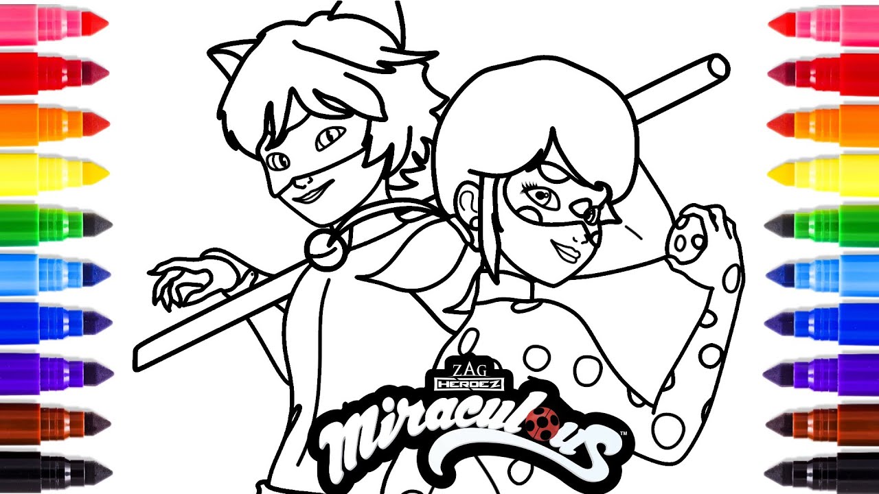 Coloring iraculous ladybug cat noir a agical adventure