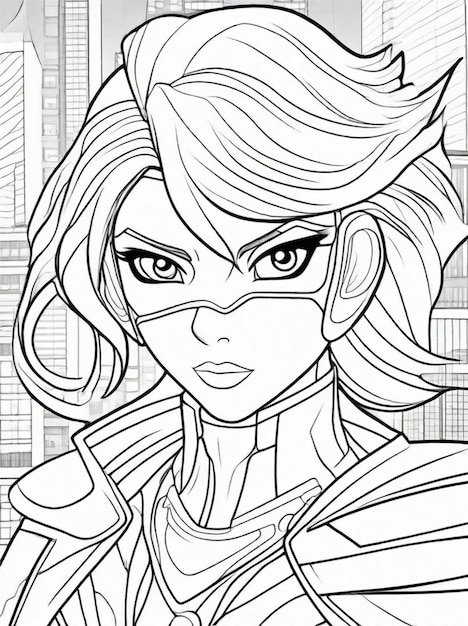 Premium ai image coloring page for kids animestyle superhero line art