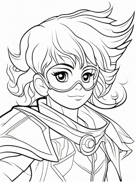 Premium ai image coloring page for kids anime superhero line art