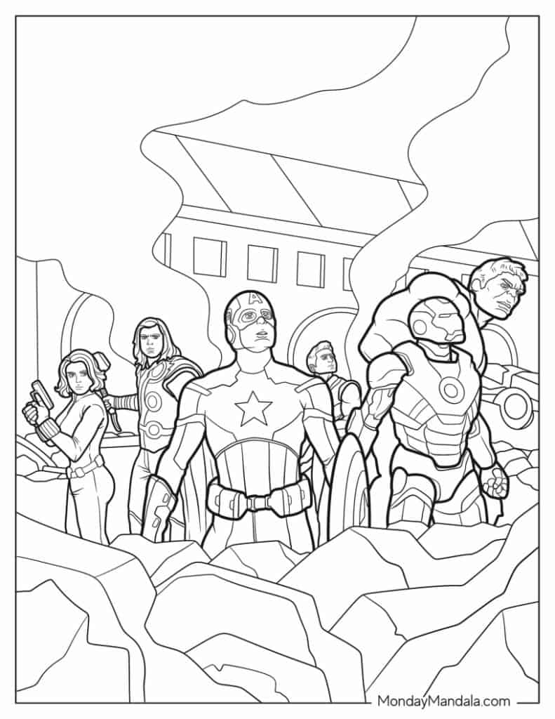Marvel avengers coloring pages free pdf printables