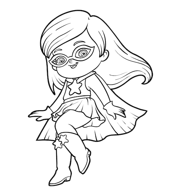 Premium vector coloring book super hero girl