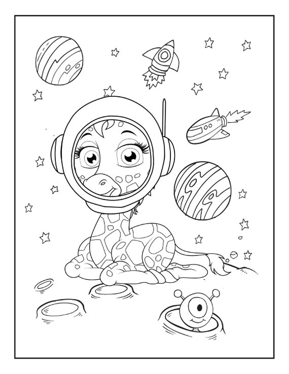 Digital download space fun coloring pages pages party package series of toddler and preschool download now