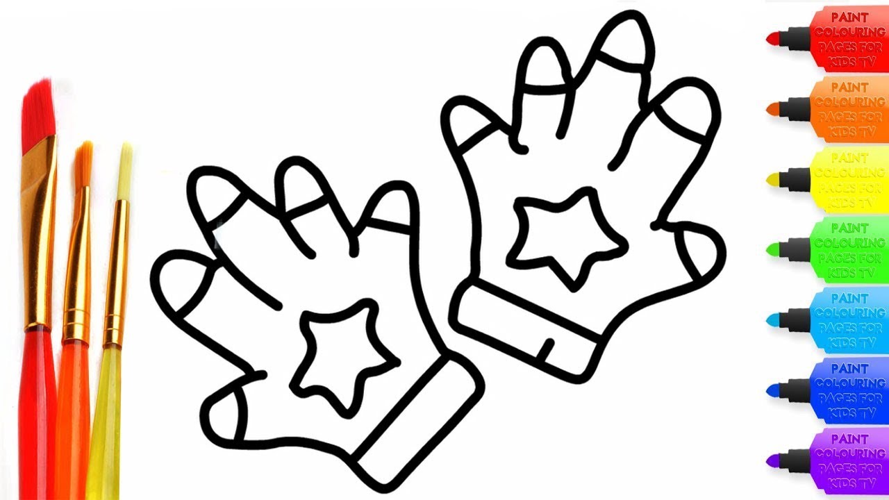 How to draw gloves coloring page for kids i learn coloring book with gloves