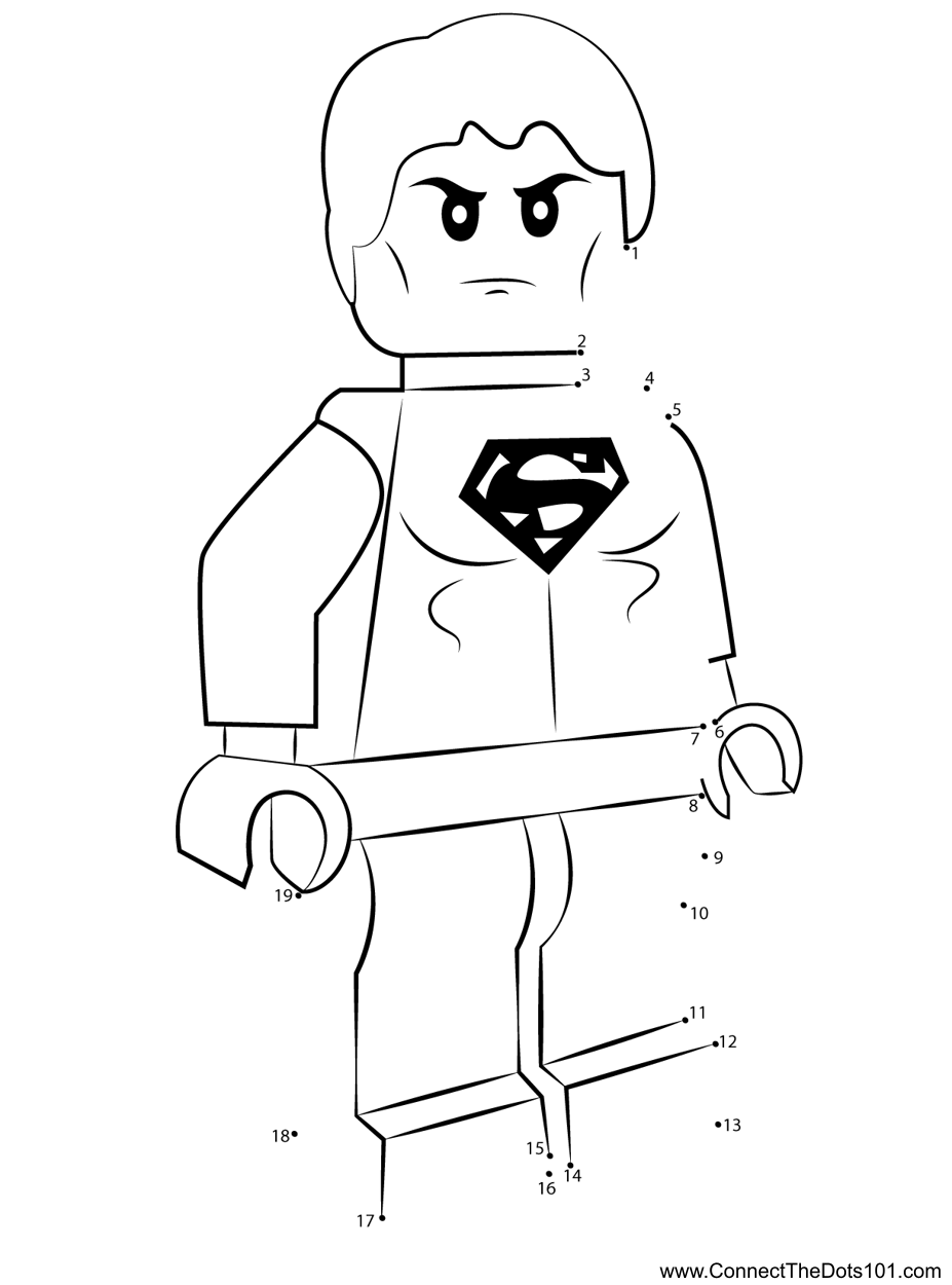 Lego superboy dot to dot printable worksheet