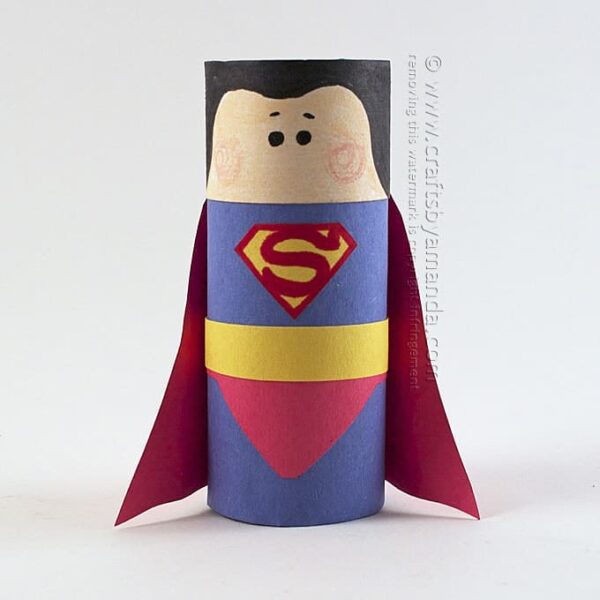 Cardboard tube superman craft