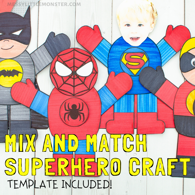 Mix and match superhero craft printable superhero template