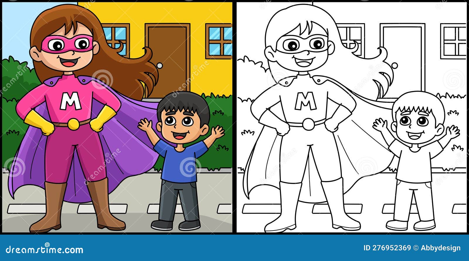 Mothers day supermom coloring page illustration stock vector