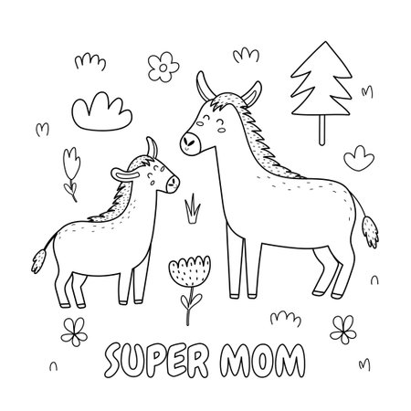 Animals mom coloring page stock illustrations cliparts and royalty free animals mom coloring page vectors