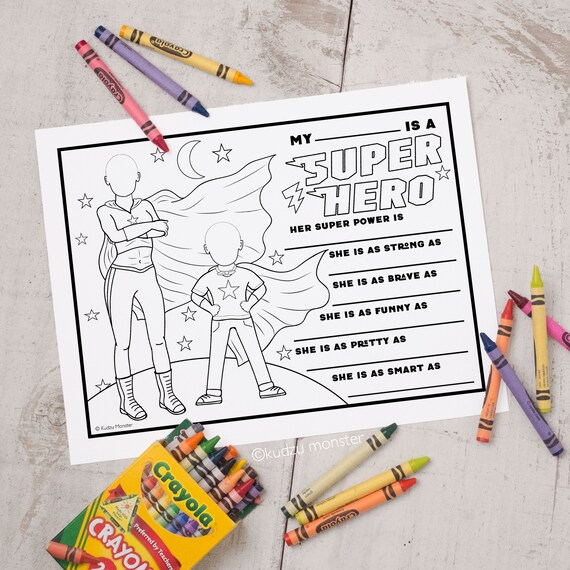 Instant download printable super mom mothers day coloring activity sheet classroom activity perfect for step mother grandma adoptive mom