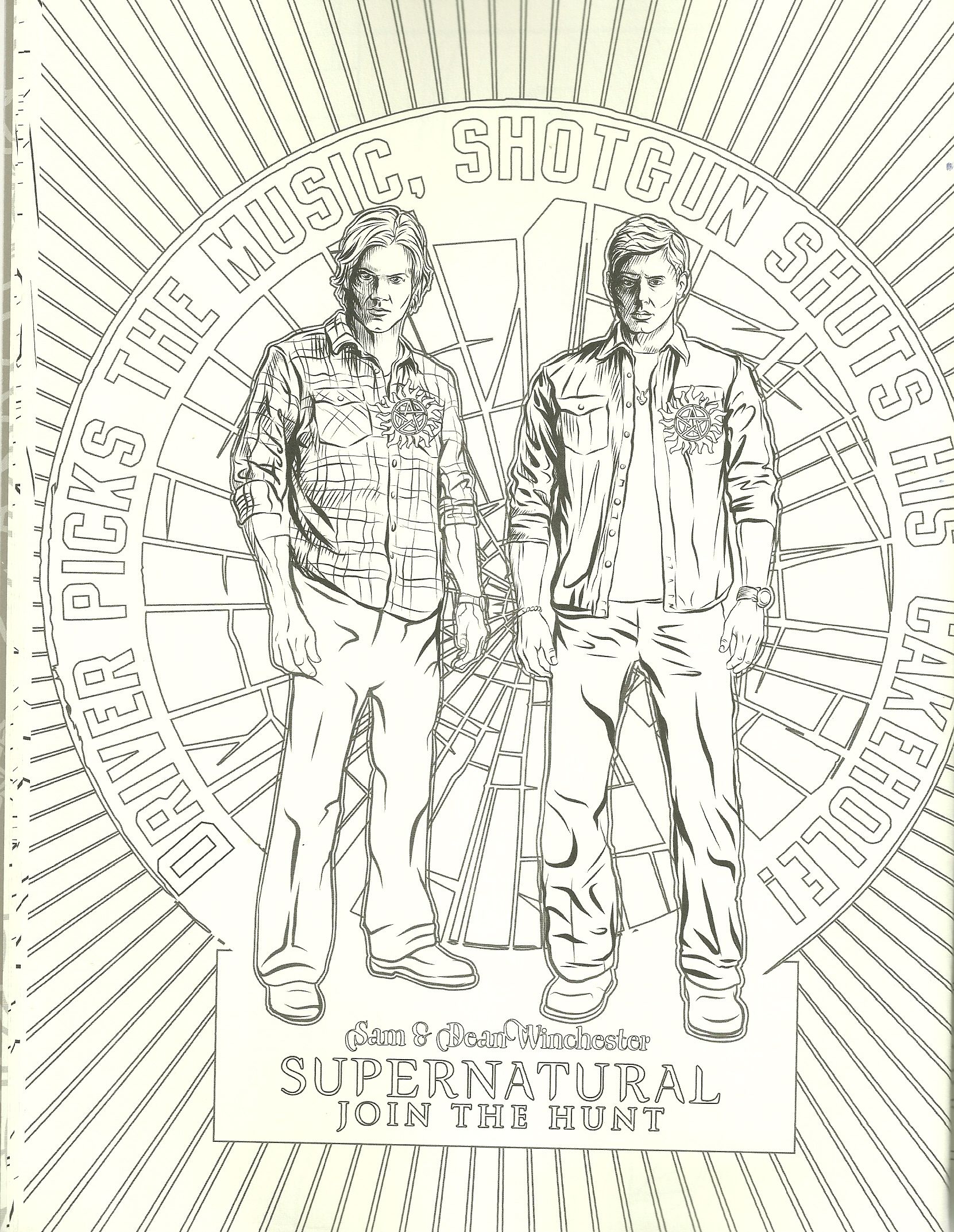 Sam and dean coloring page coloring pages black and white sketches adult coloring pages