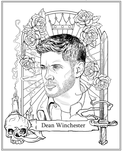 Free dean winchester coloring page denise ferragamo on patreon coloring pages coloring books coloring book pages