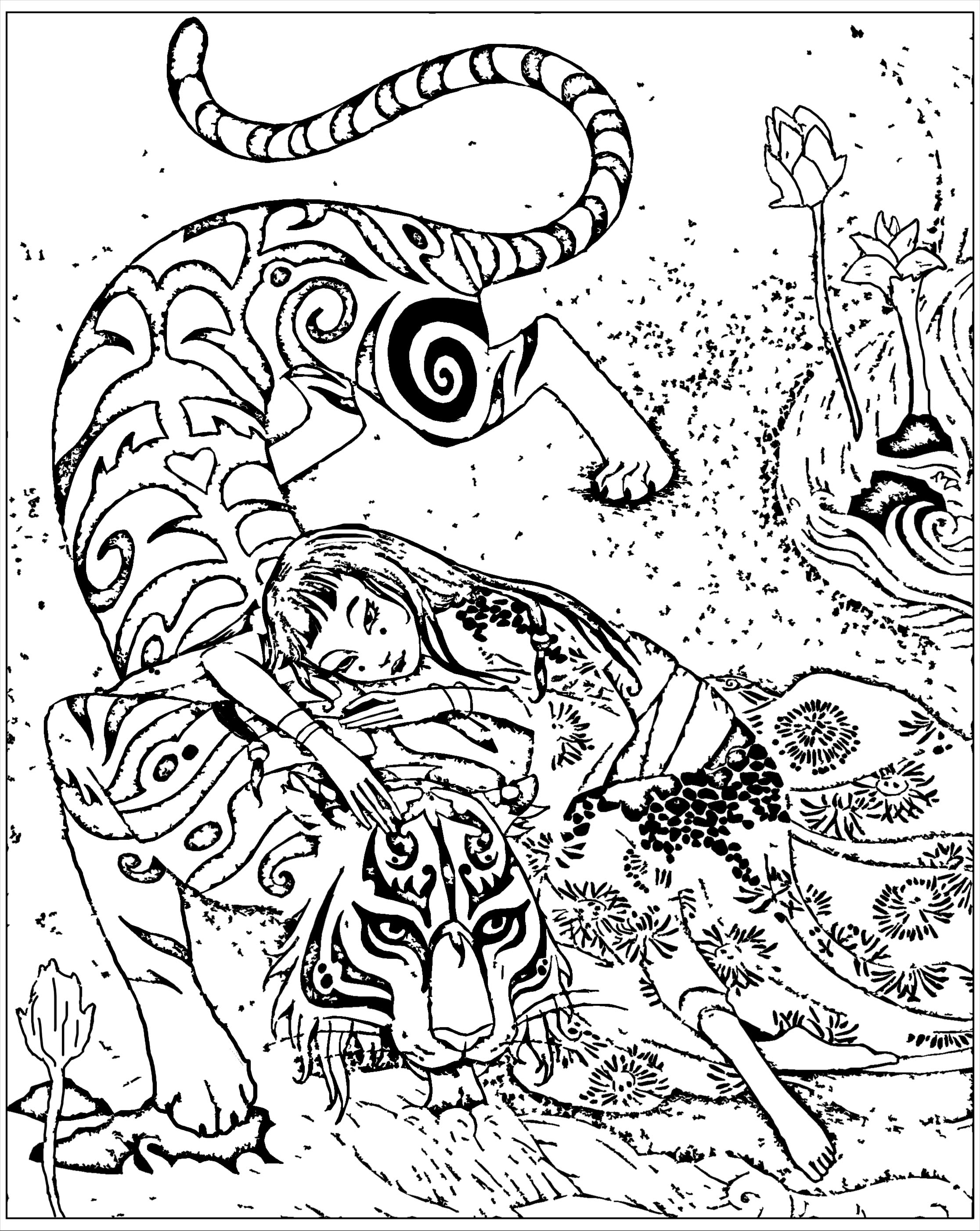 Coloring inspired by the book le tigre dãvouã by qi feng shen