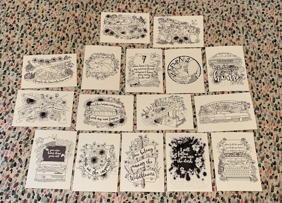 The road so far bundle of x mini prints postcards coloring pages supernatural dean winchester sam winchester castiel