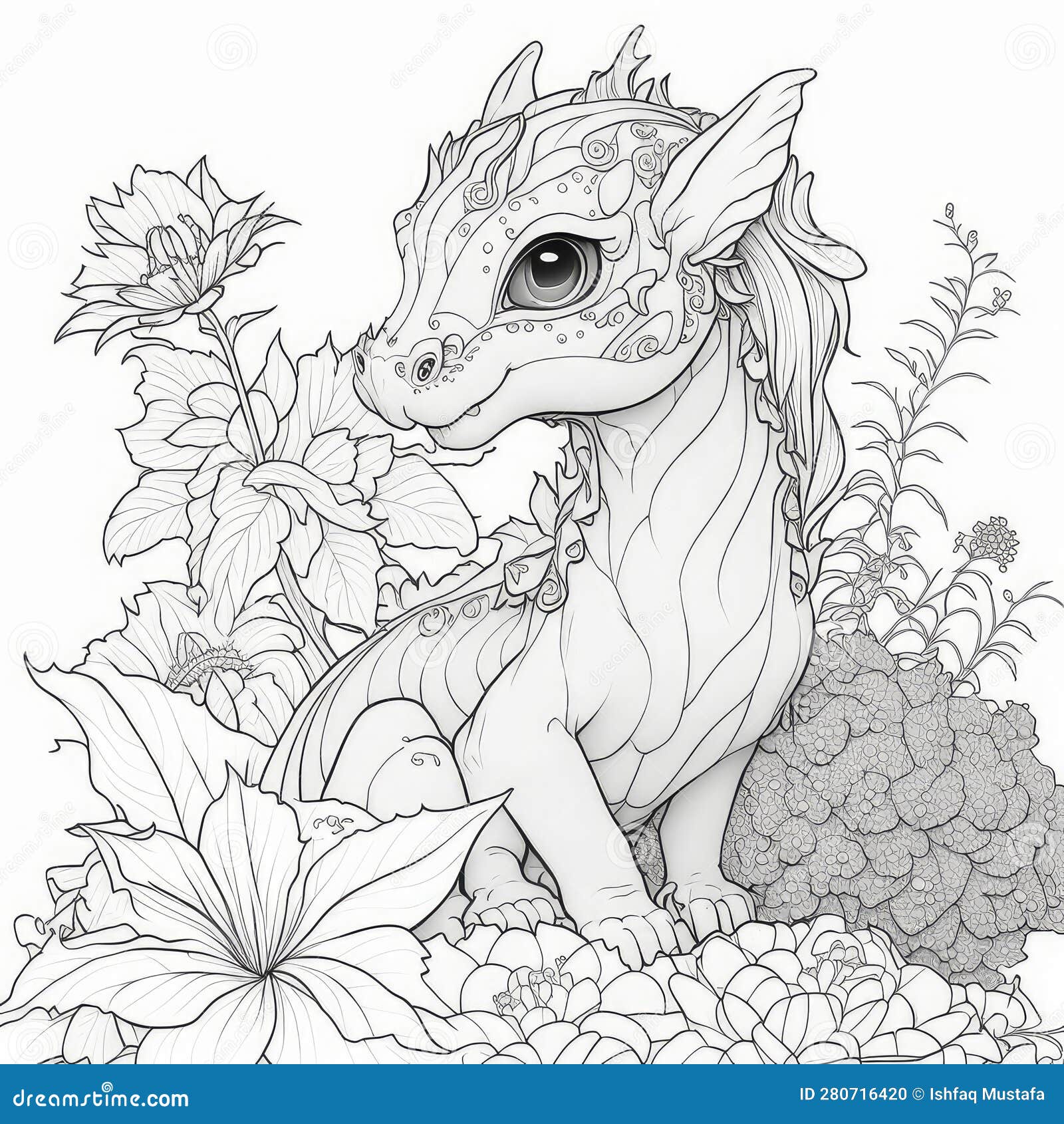 Dragon dreams intricate coloring pages for adult creativity stock illustration